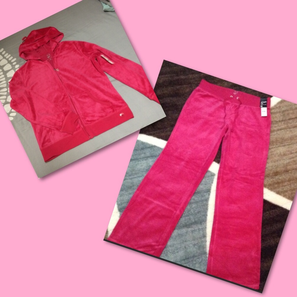 New Hot pink zip up hoodie and sweat pants set